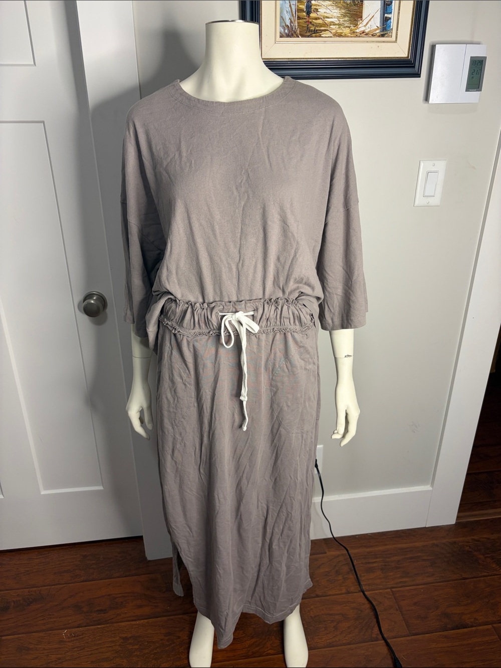 Free People Taupe Drawstring Maxi Dress